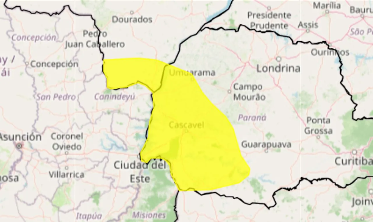O mapa mostra as &aacute;reas em alerta para baixa umidade